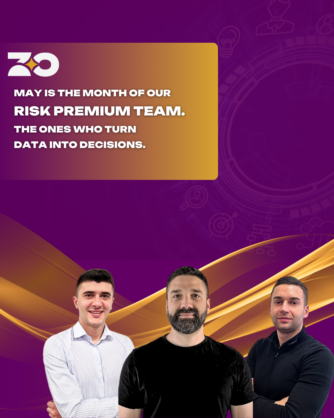 Risk Premium team at Z Omni Serve analyzing real-time sports data and collaborating across departments